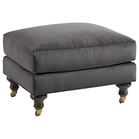 Oxford Transitional Ottoman with Brass Casters